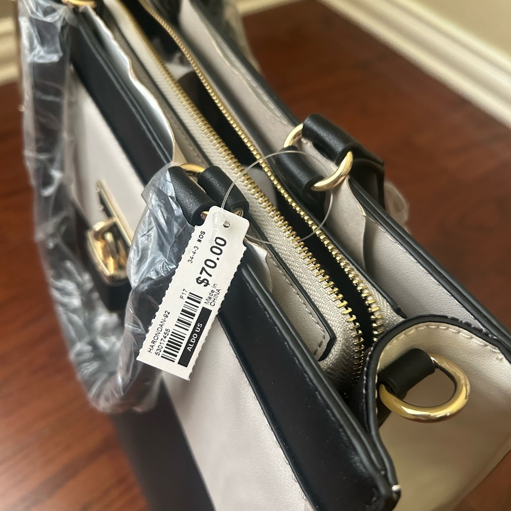 Aldo Black and White Satchel - Picture 8 of 16